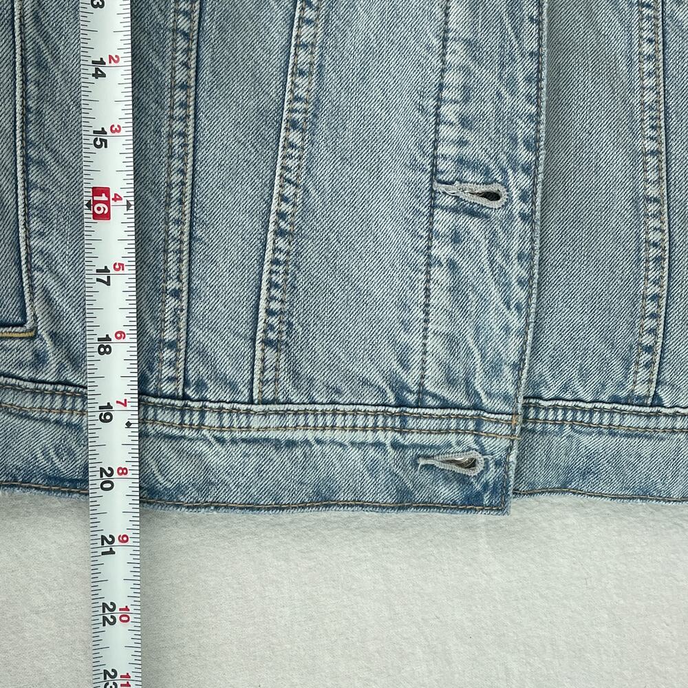 NWT American Eagle Sherpa Denim Trucker Jacket Blue Women's Size Medium - Picture 11 of 14